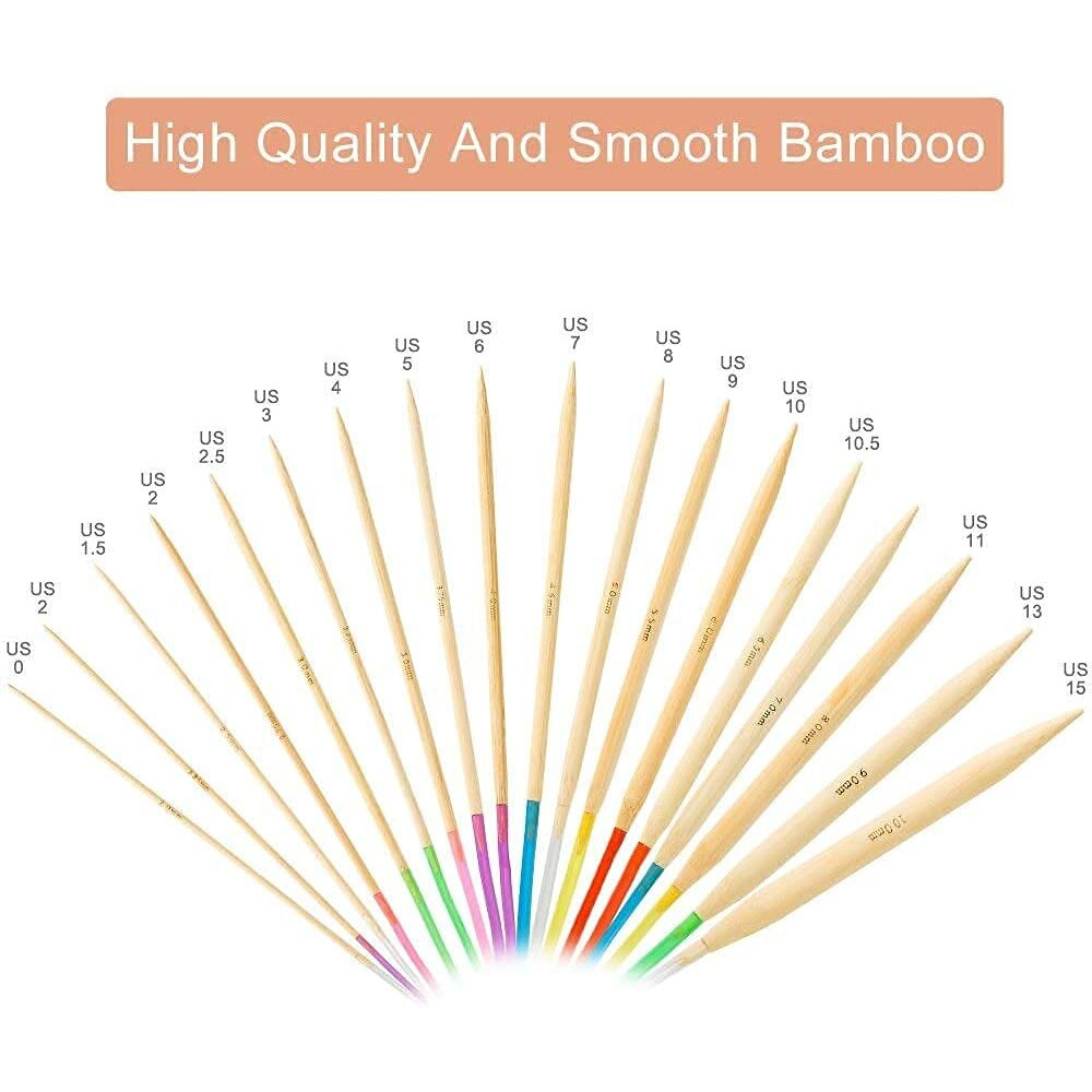 Qzep Bamboo Circular Knitting Crochet Needles With Colorful Plastic Tube For Sweater Needles Knitting Needles Tools Accessories,18 Sizes 2.0Mm -10.0Mm 80Cm (18 Pcs In 1 Set)