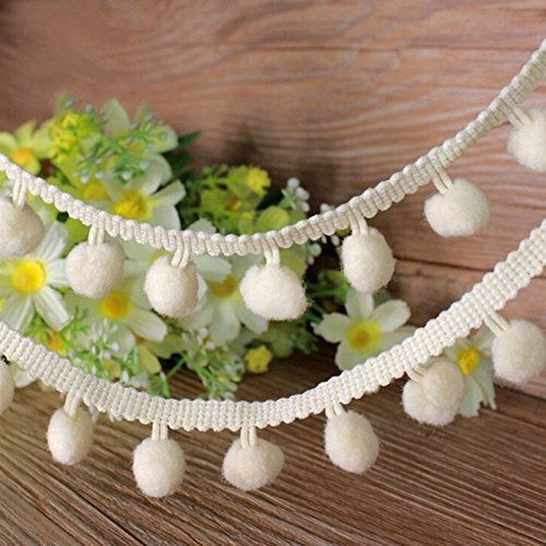 Handicraft-Palace Pom Pom Mini Bobble Ball Fringe Braid Lace Trimming For Crafting Sewing Hats (White, 10 Meter)