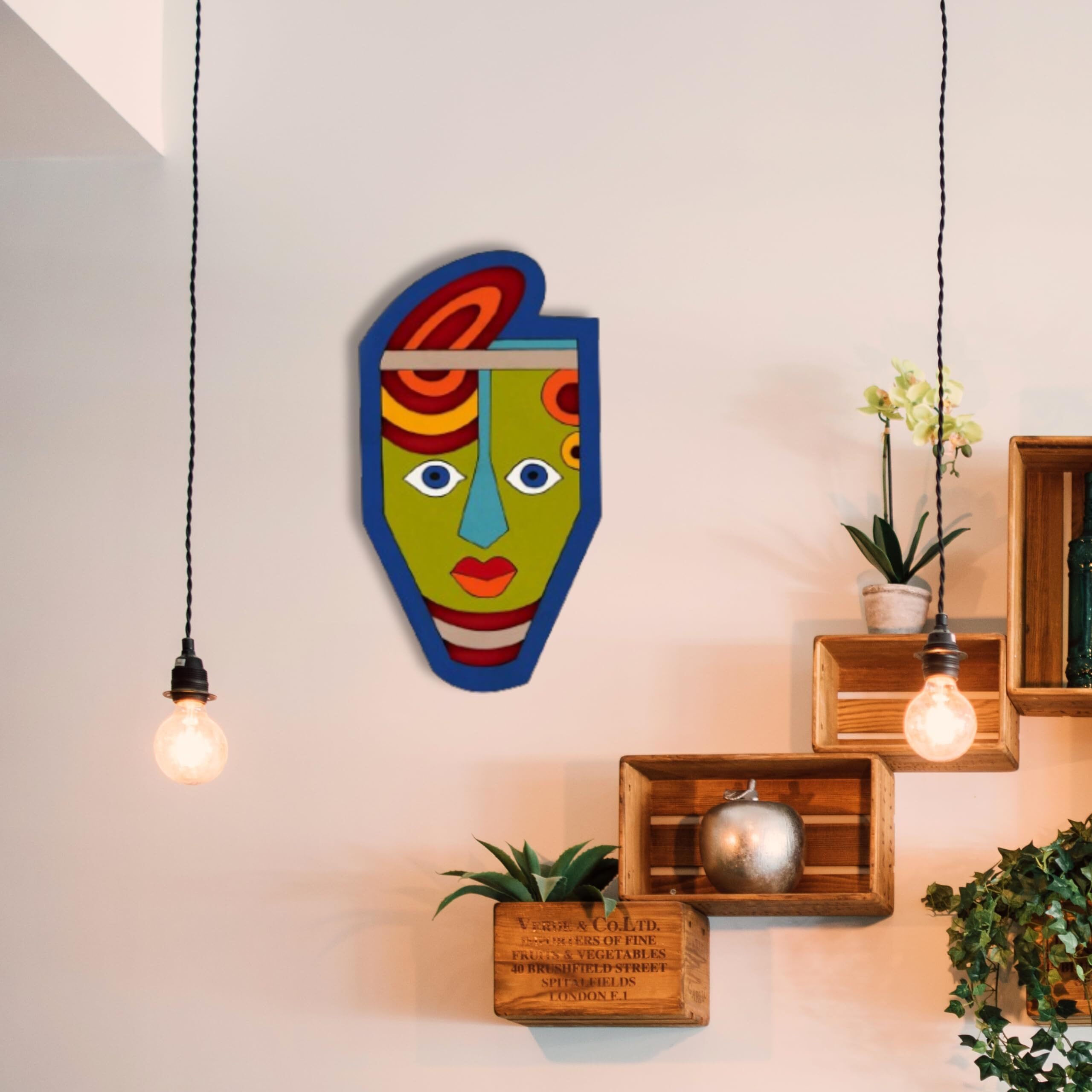 Aps Art Plus Store Wooden 3D Wall Sculpture For Wall Decor, Unique Face Wall Mask For Living Room, Home, Office Wall Decor