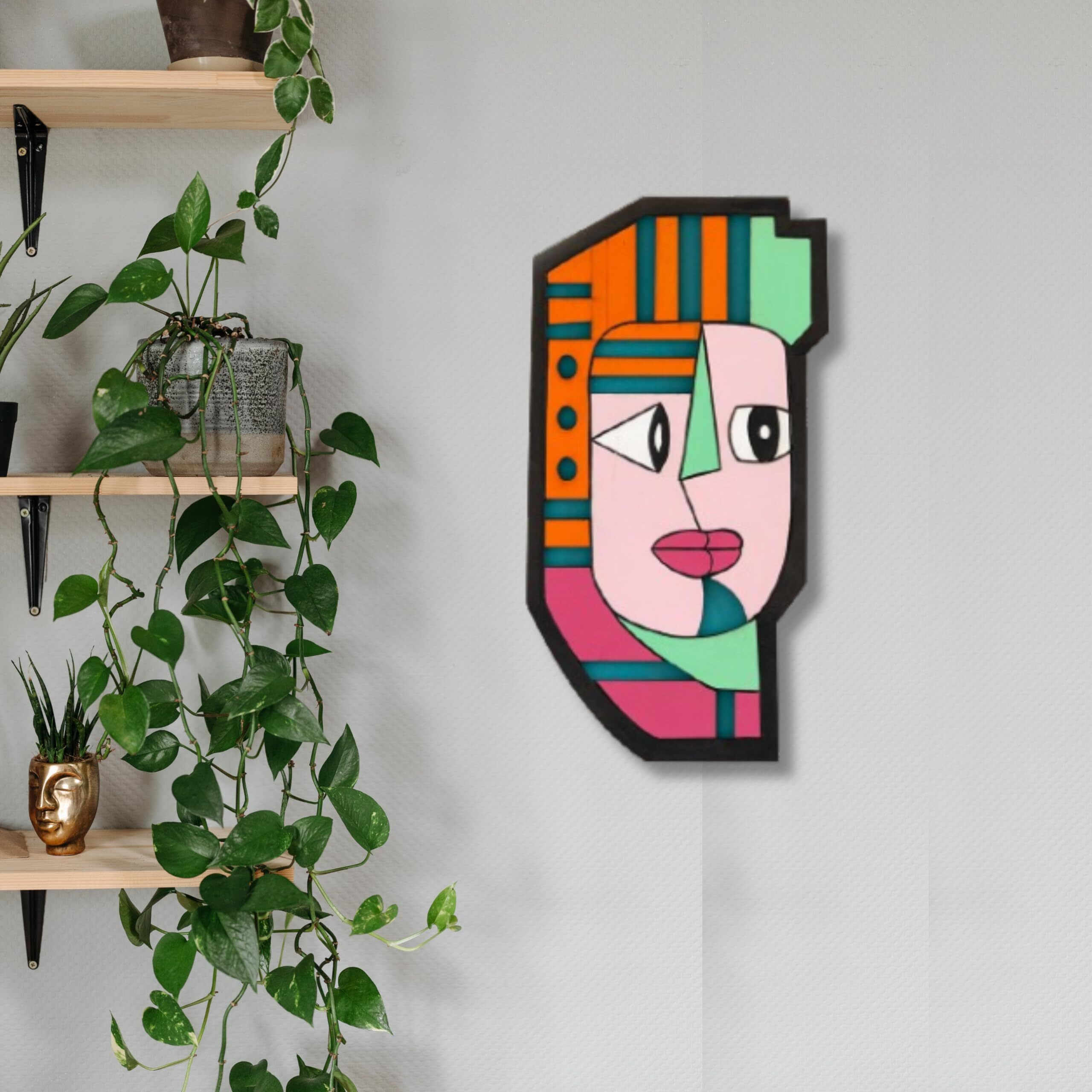 Aps Art Plus Store Wooden 3D Wall Mask Sculpture For Wall Decor, Designer Unique Wall Mask Sculpture For Wall Decor