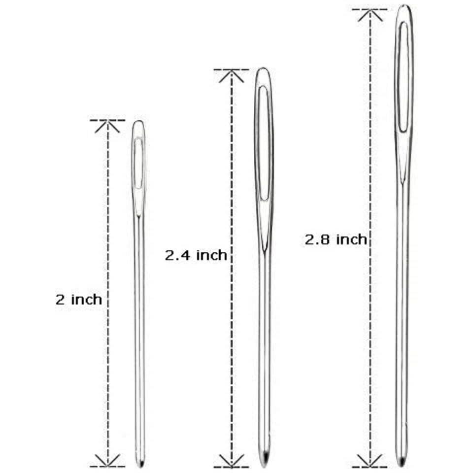 Cofiex Stainless Steel Crochet Needles Set - Large Eye Blunt Sewing Needles For Diy Crochet Projects - 3 Sizes Knitting Needles With Transparent Bottle - Ideal For Crochet And Knitting Enthusiasts