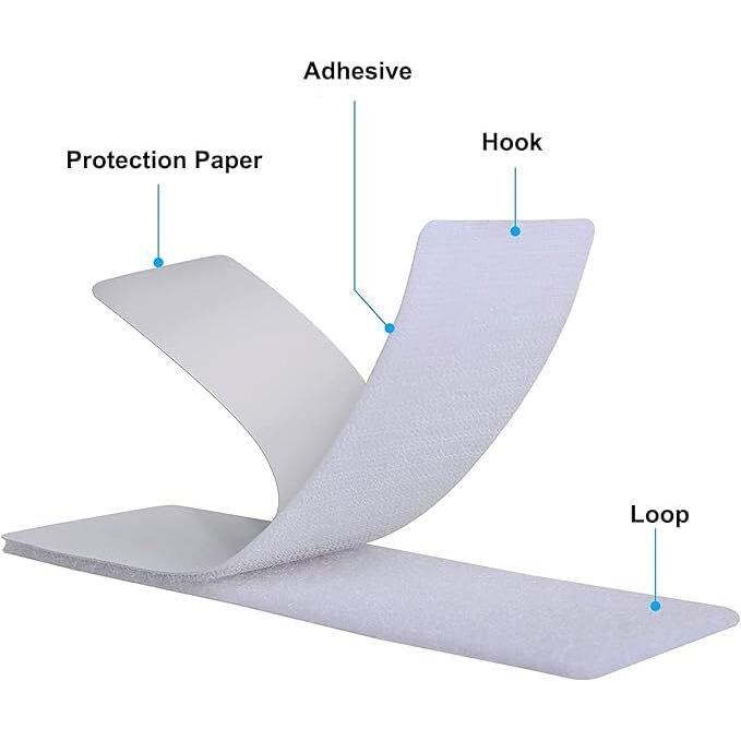 Kichker 10 Sets Heavy Duty Hook And Loop Strips With Adhesive, 4X1 Inch Strong Fasteners, Stick-On Back Double Side Mounting Interlocking Tape For Home School Office (White)