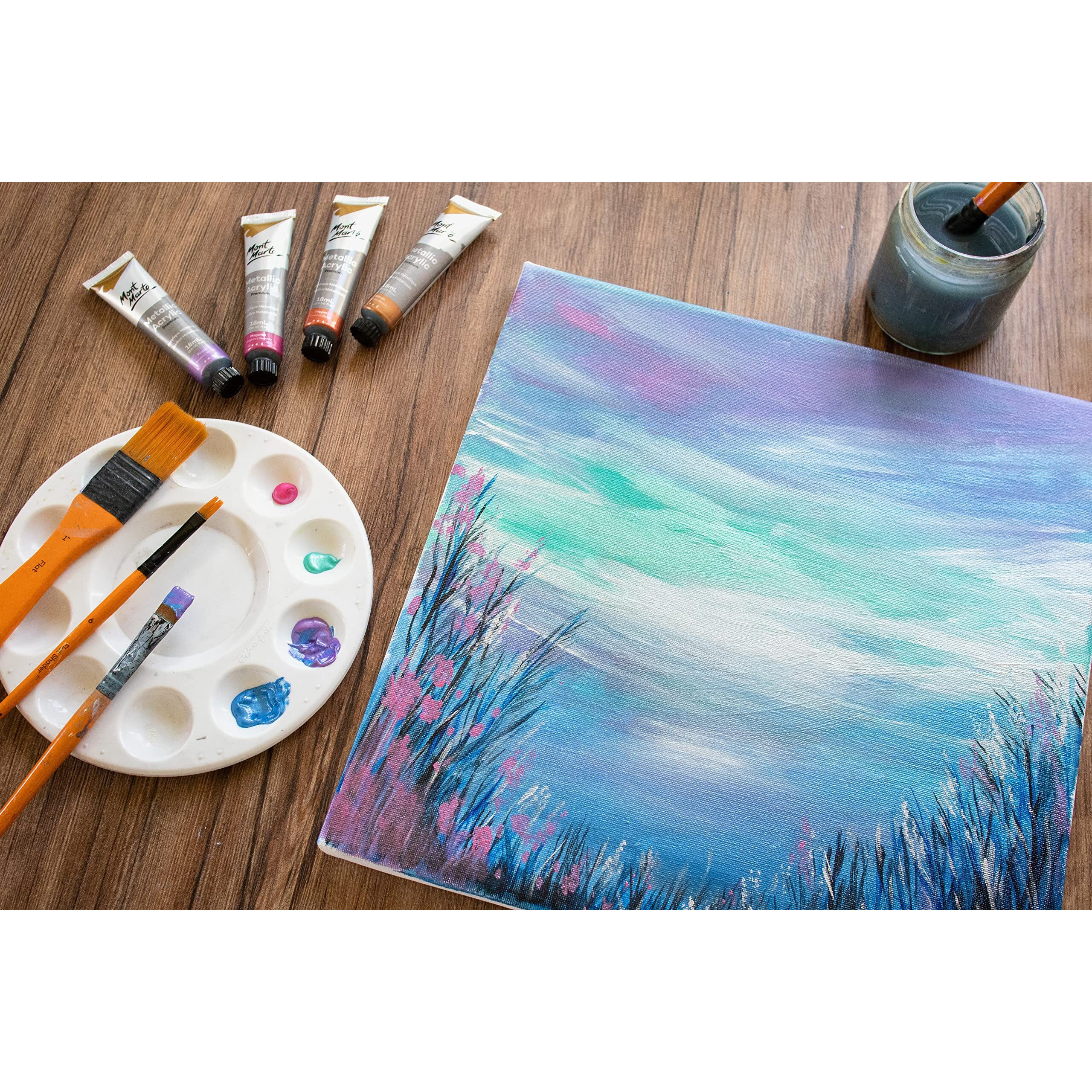 Mont Marte Acrylic Paint Set - Metallic - 8 Pieces, 18 Ml Tubes - Ideal For Acrylic Painting - Brilliant Lightfast Colors With High Opacity - Perfect For Beginners, Professionals And Artists