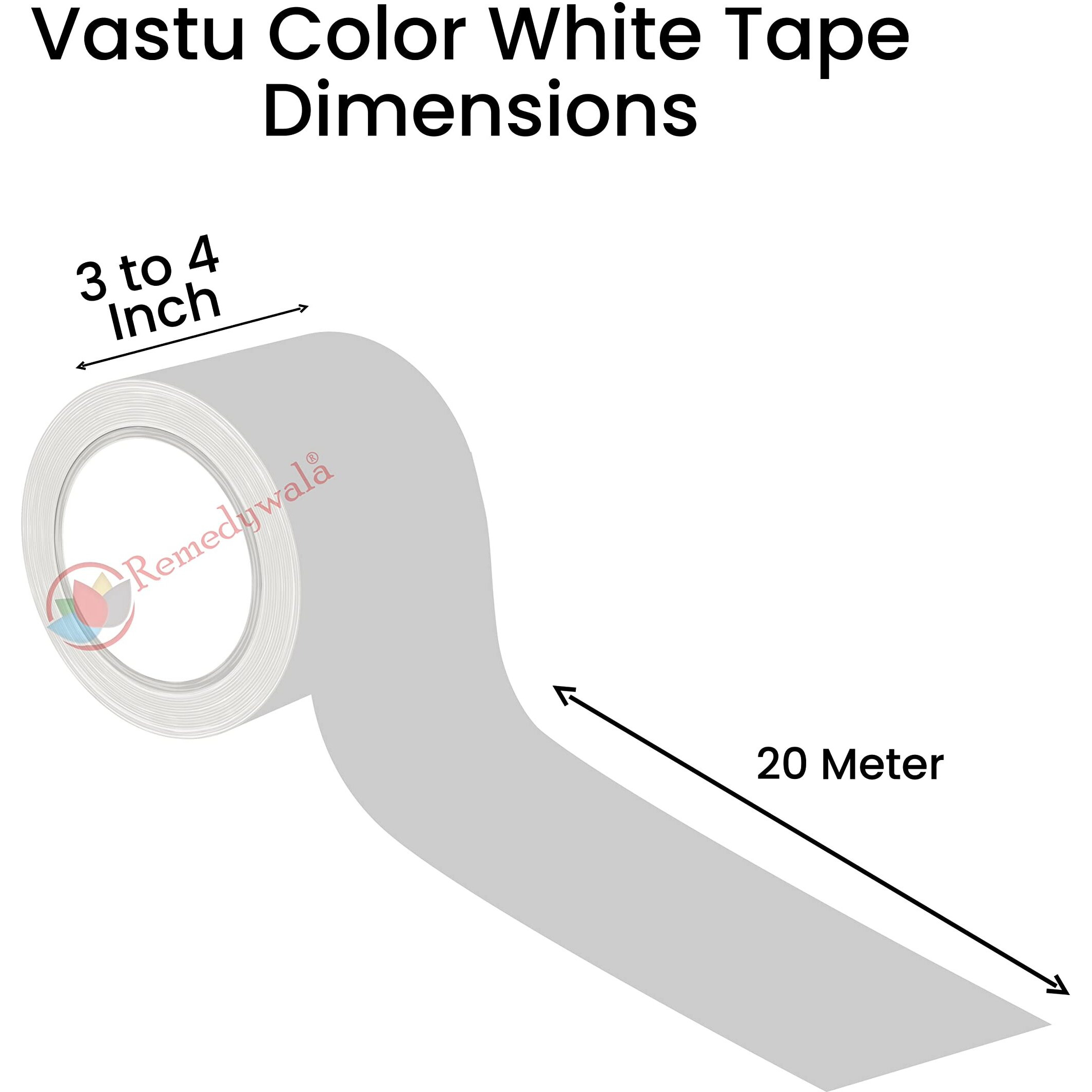 Remedywala Vastu White Color Tape (3 To 4 Inch) (20 Meter)