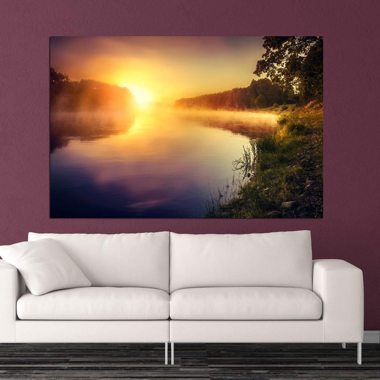 Inephos Framed Canvas Painting - Sunrise - Nature Art Wall Painting For Living Room, Bedroom, Office, Hotels, Drawing Room (Multi, 85Cm X 55Cm)