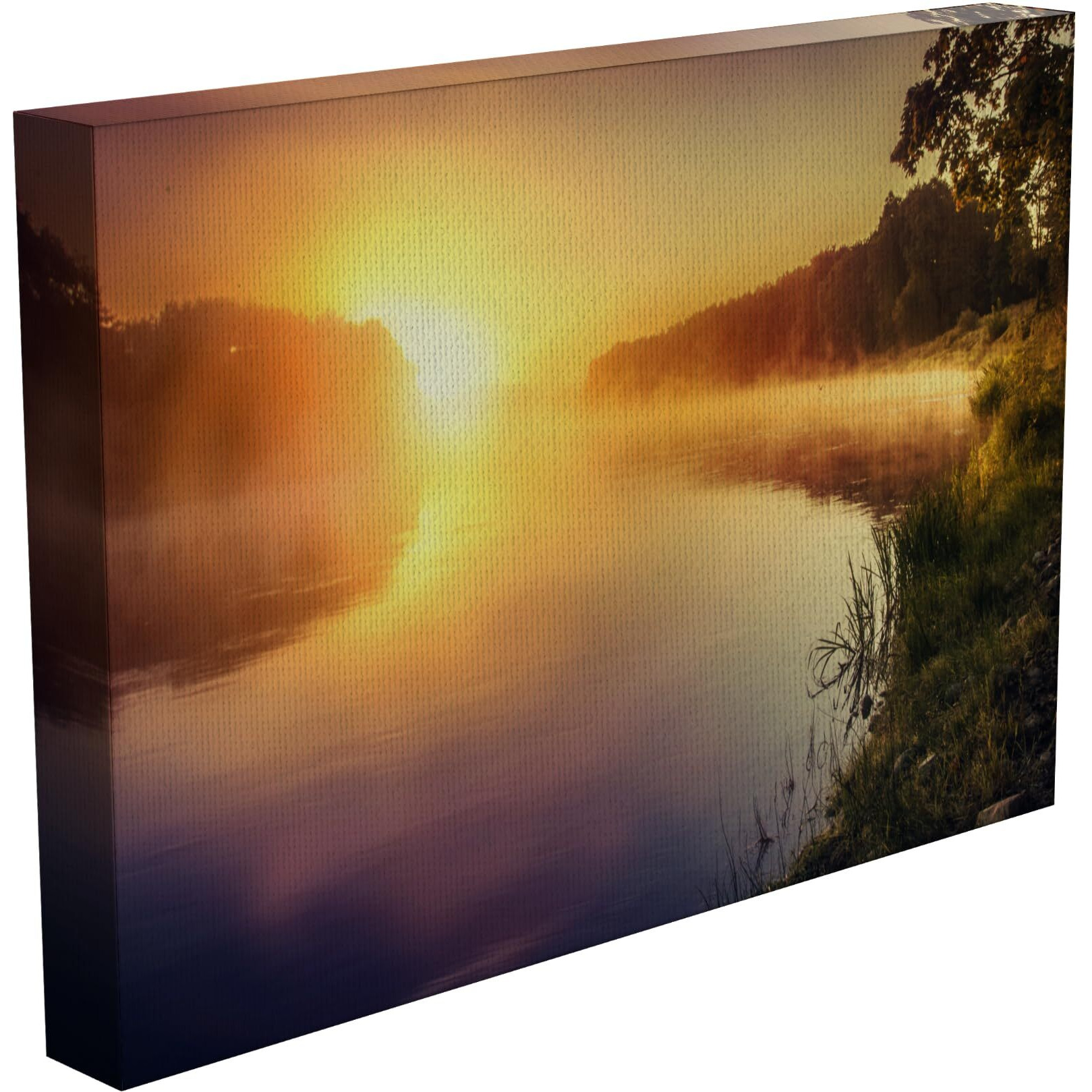 Inephos Framed Canvas Painting - Sunrise - Nature Art Wall Painting For Living Room, Bedroom, Office, Hotels, Drawing Room (Multi, 85Cm X 55Cm)