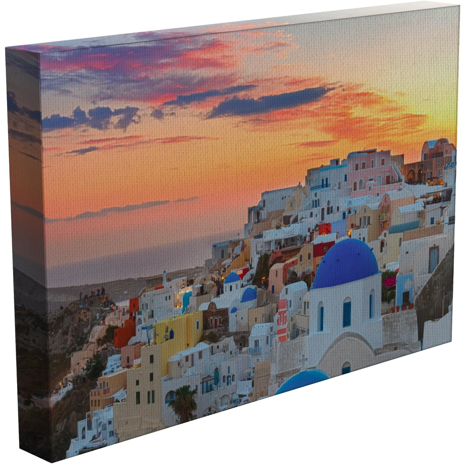 Inephos Framed Canvas Santorini, Greece Cities Art Wall Painting For Living Room, Bedroom, Office, Hotels, Drawing Room (Multicolor, 85 X 55Cm)