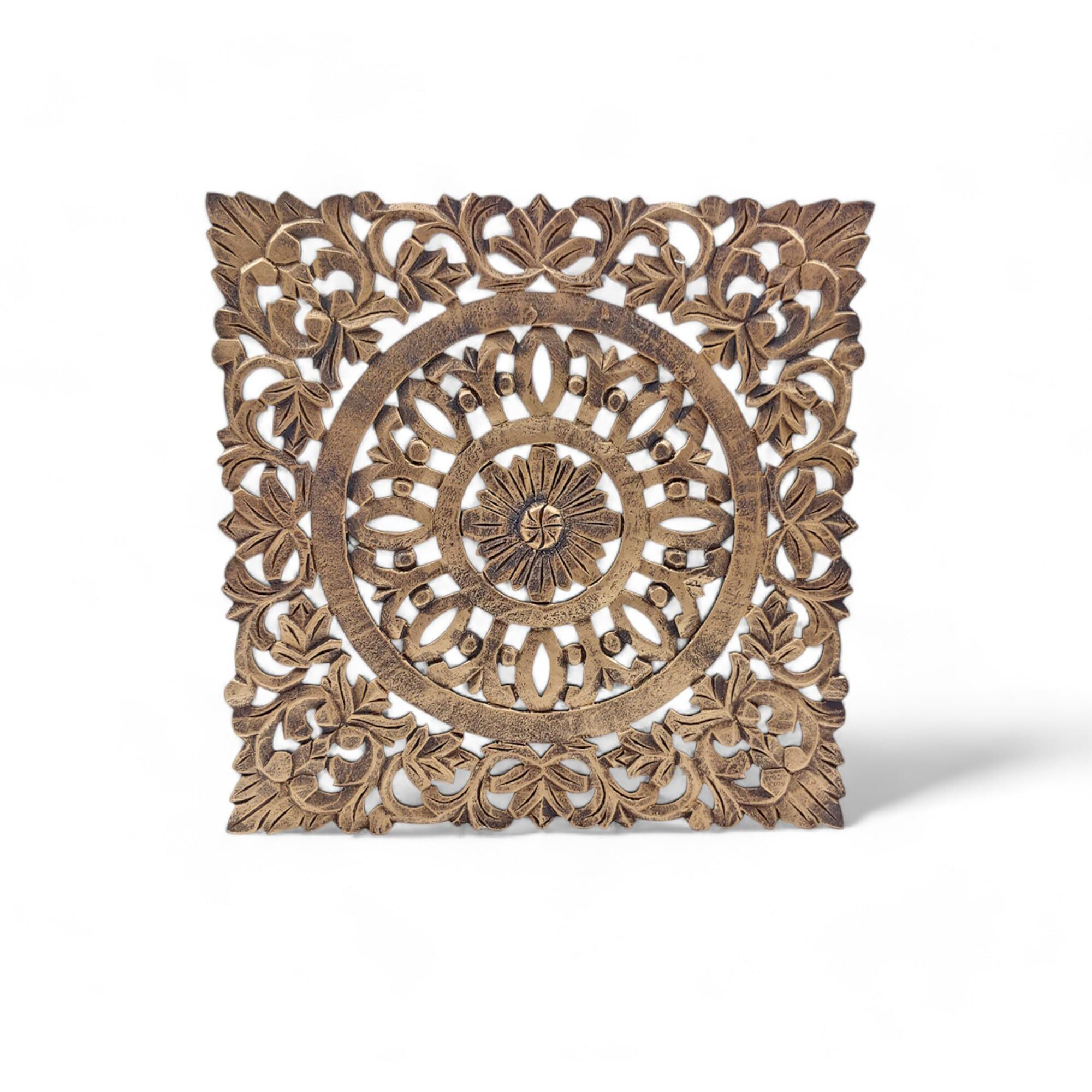 The Urban Store Decorative & Hand Crafted Antique Gold Finished Wooden Wall Decor/Wall Panel For Living Room, Bedroom, Hallway, Office (Gold, 18X18-Inch)