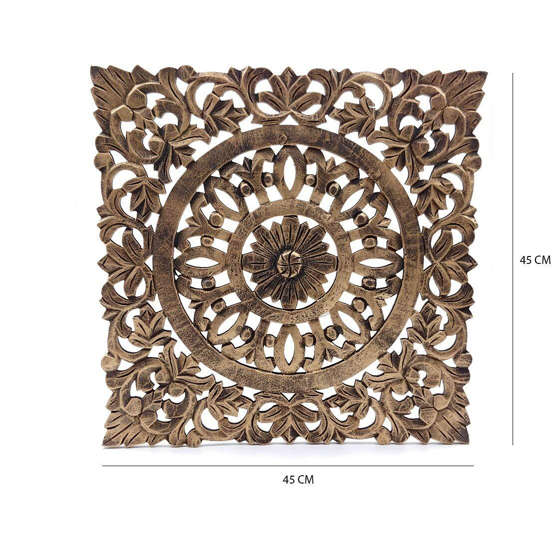 The Urban Store Decorative & Hand Crafted Antique Gold Finished Wooden Wall Decor/Wall Panel For Living Room, Bedroom, Hallway, Office (Gold, 18X18-Inch)