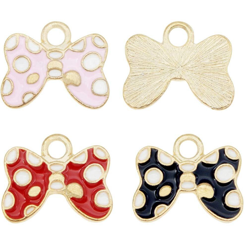 30Pcs Mixed Enamel Bow Charms For Girl Jewelry Making Bracelet Necklace And Slime Charms Bulk Craft Accessory