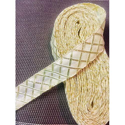 Eera Fashion Icing Private Limited Gota Borders Lace, Light Cream And Golden, 9 Meter