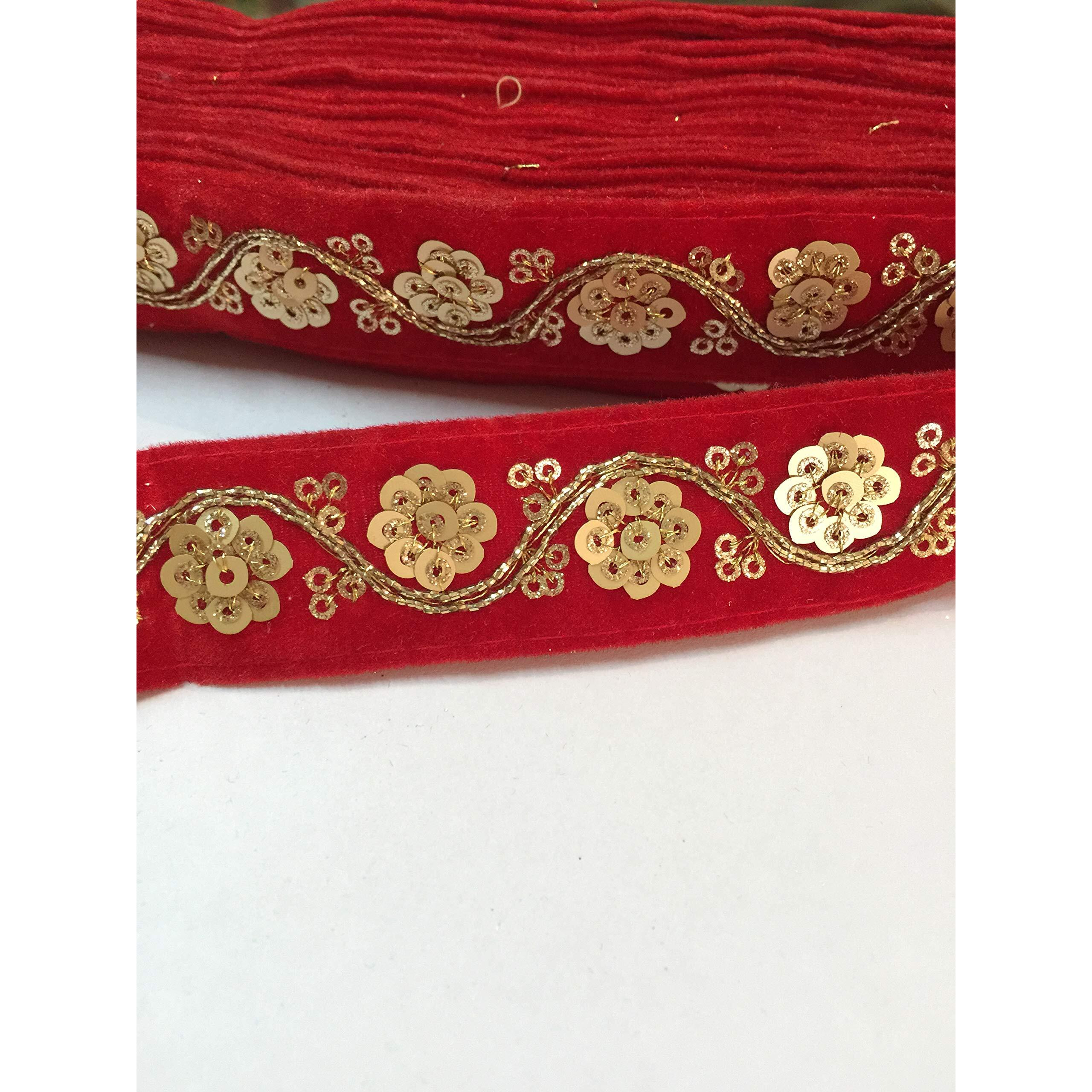 Eera Fashion Icing Private Limited Red&Golden Lace Border 9 Meter For Dresses Decor Crafts Designs Sarees