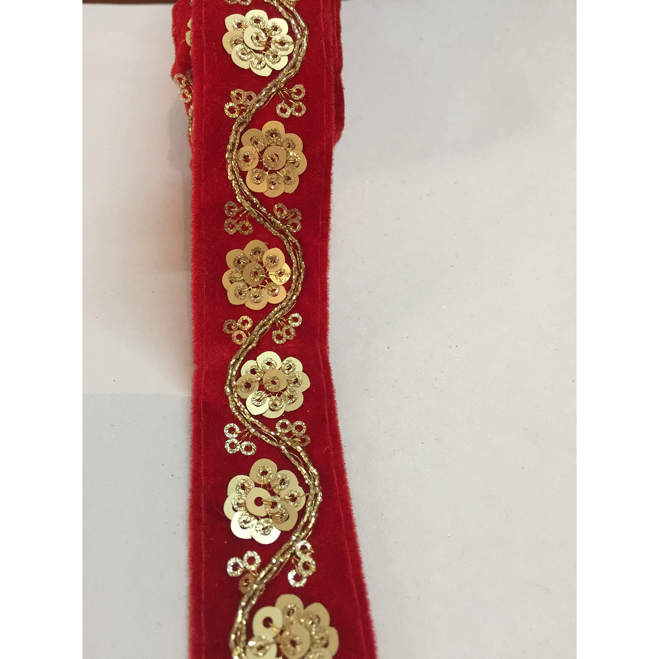 Eera Fashion Icing Private Limited Red&Golden Lace Border 9 Meter For Dresses Decor Crafts Designs Sarees