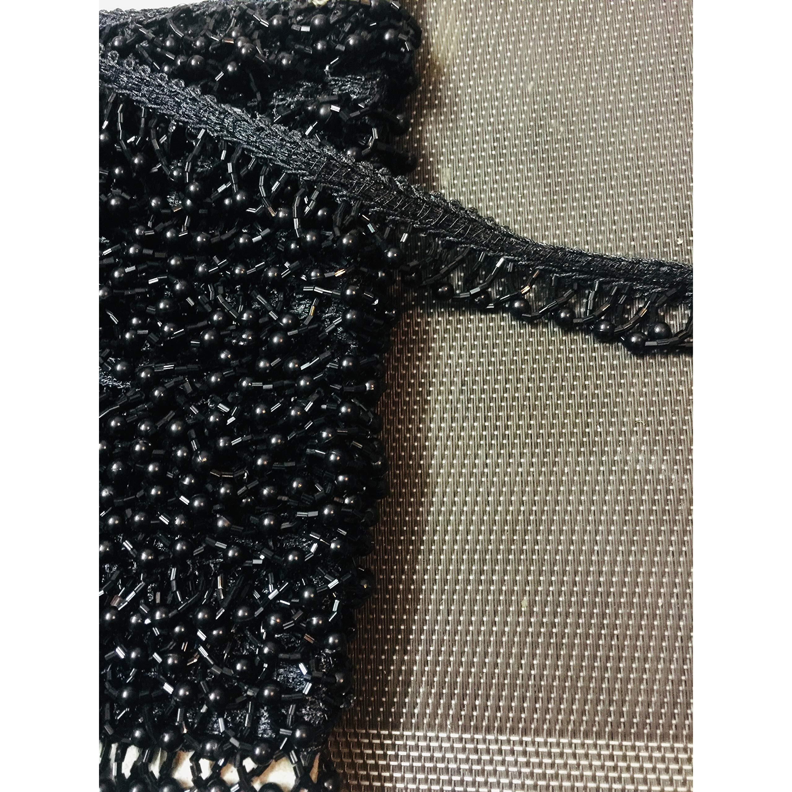 Eera Fashion Icing Private Limited Eerafashionicing Black Pearl And Beads Lace 9 Meter For Dresses, Crafts, Home Decor