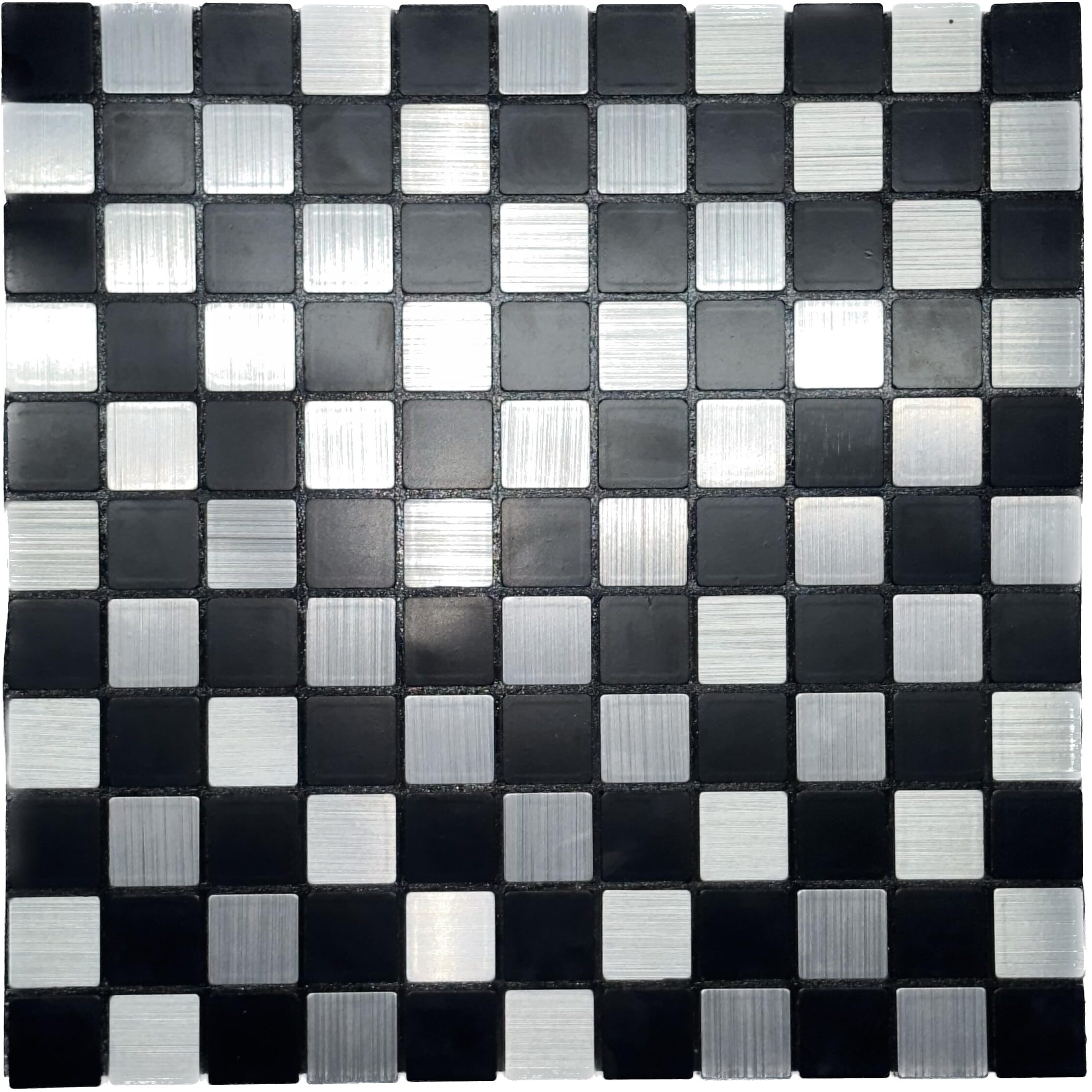 Zurato Peel And Stick Kitchen Backsplash Self-Adhesive Wall Tile, Aluminum Mosaic 3D Wall Sticker For Living Room Bedroom Decor, Interior Wall Decor Tiles (30Cm X 30Cm) (Black + Silver, 1)