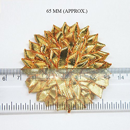 Embroiderymaterial Gota Patti Flowers Decoration & Craft Making Appliques Patches (Dark Gold_Pack Of 10)