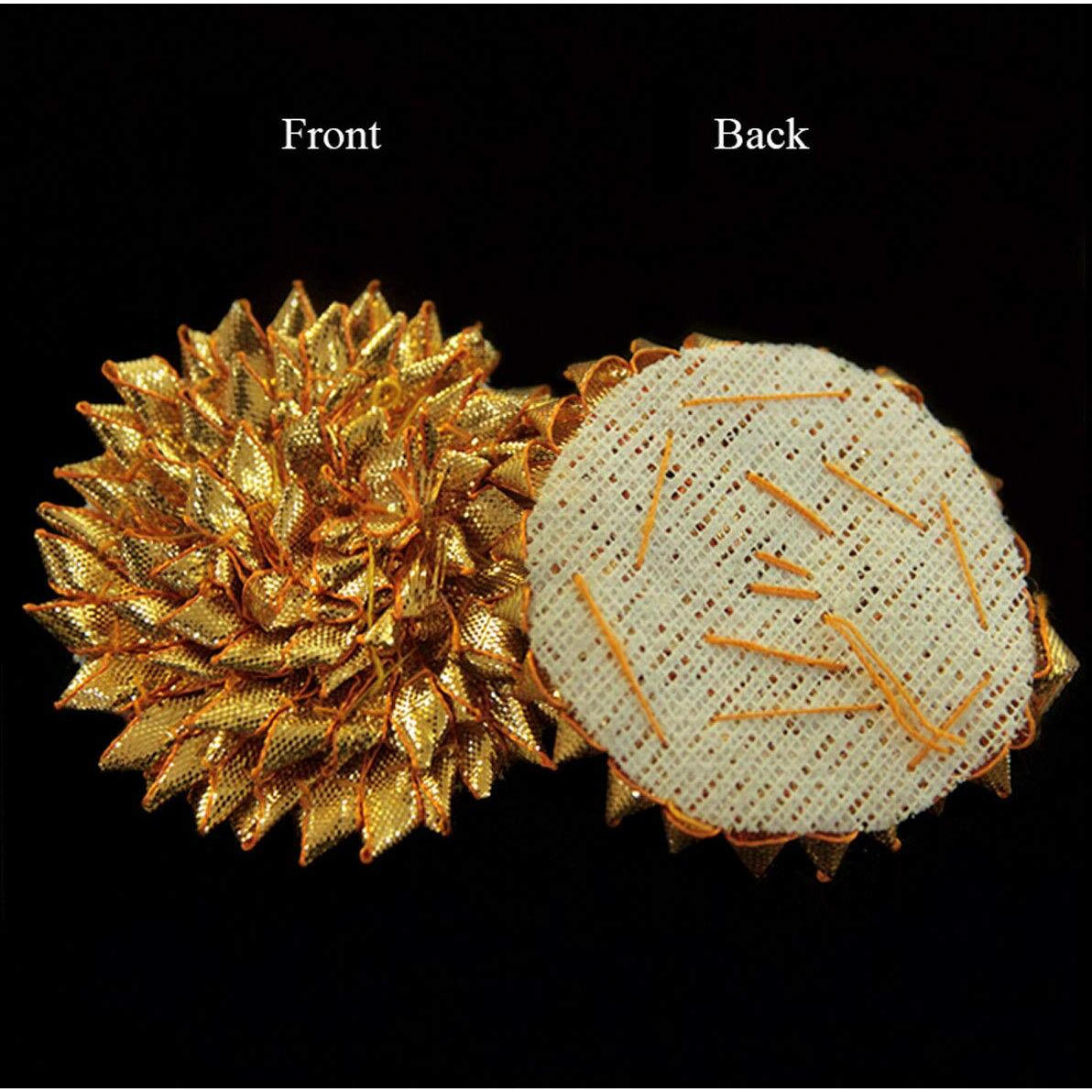 Embroiderymaterial Gota Patti Flowers Decoration & Craft Making Appliques Patches (Dark Gold_Pack Of 10)