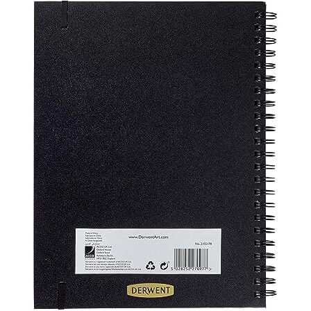 Derwent Sketch And Store Hard Back Sketch Book With Storage Pocket, Elasticated Strap And Wirebound Spine (A4 Portrait)
