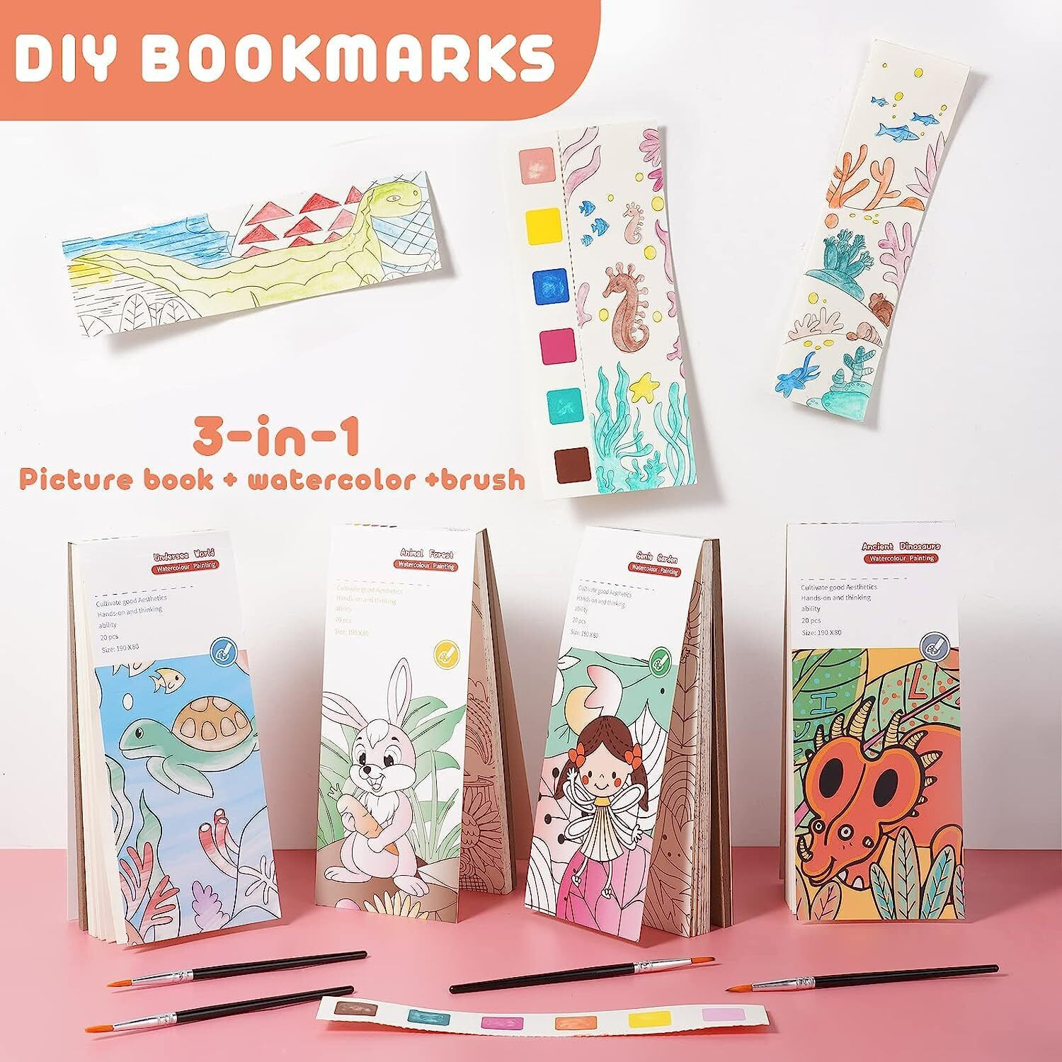 Shiksha Enterprise Color Magic Book For Kids Activity Books For Children Coloring Books For Kids Ages 4-8 Years 20 Sheet Cartoon Painting Kit With Brush (Fish Design), Multicolor