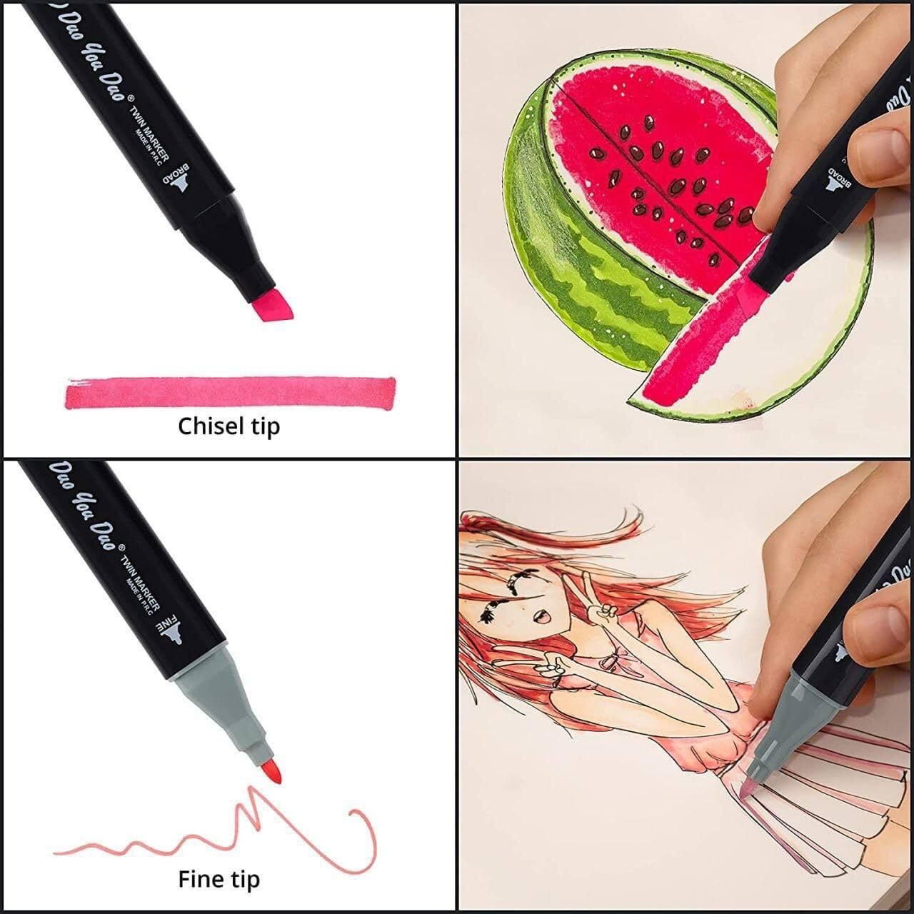 Navaliya Art Markers With Carrying Case For Painting Sketching Calligraphy Drawing - Odorless & Non Toxic Twin Head Permanent Colouring Marker Pens For Kids Adult Beginners (48 Colours)