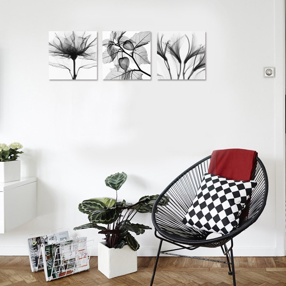 Visual Art Flowers Painting Canvas Prints Wall Decor Black And White Framed And Stretched Images Picture Prints Home Decor Wall Art