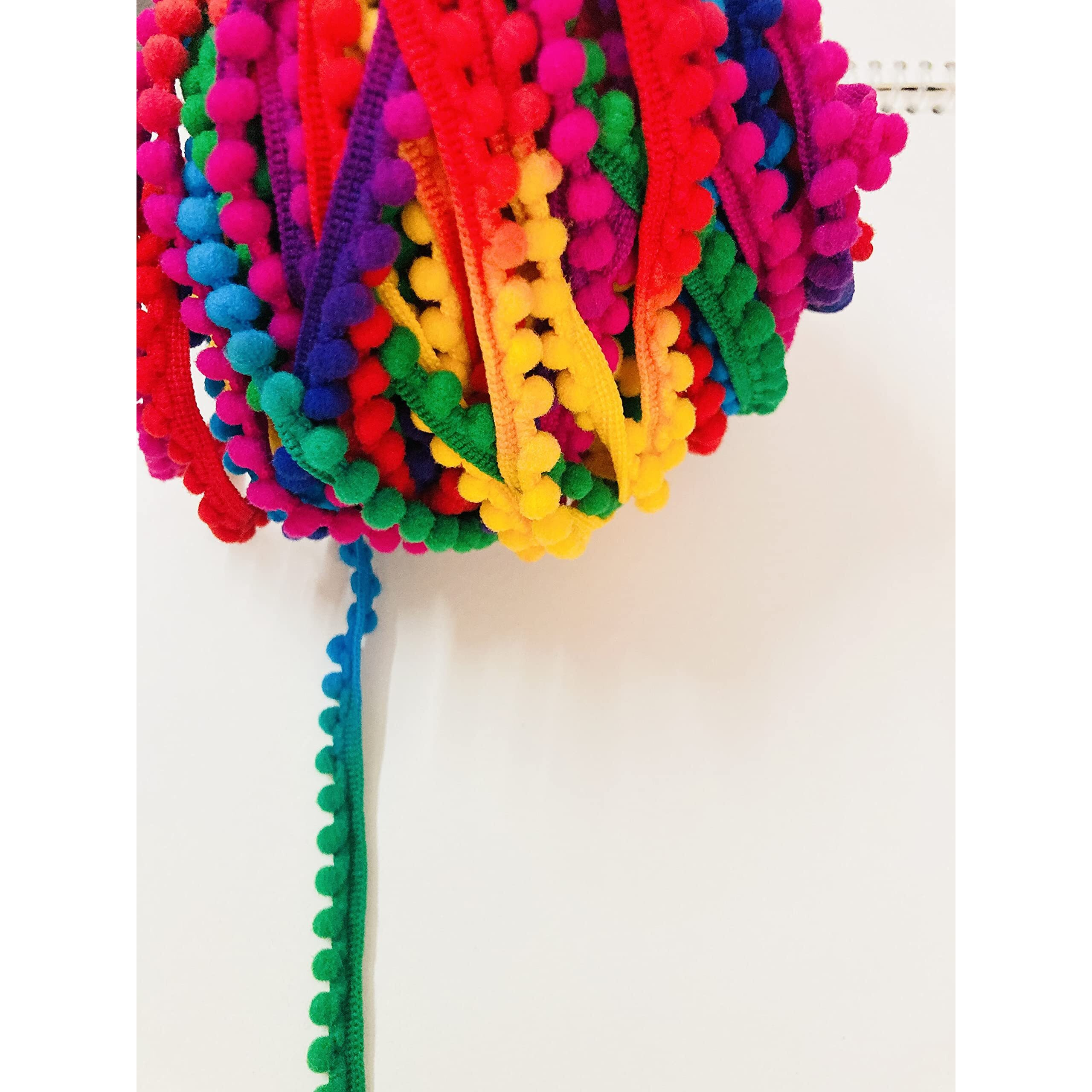 Eerafashionicing Multicolor Pompom Lace And Borders For Dresses, Crafts, Home Decor