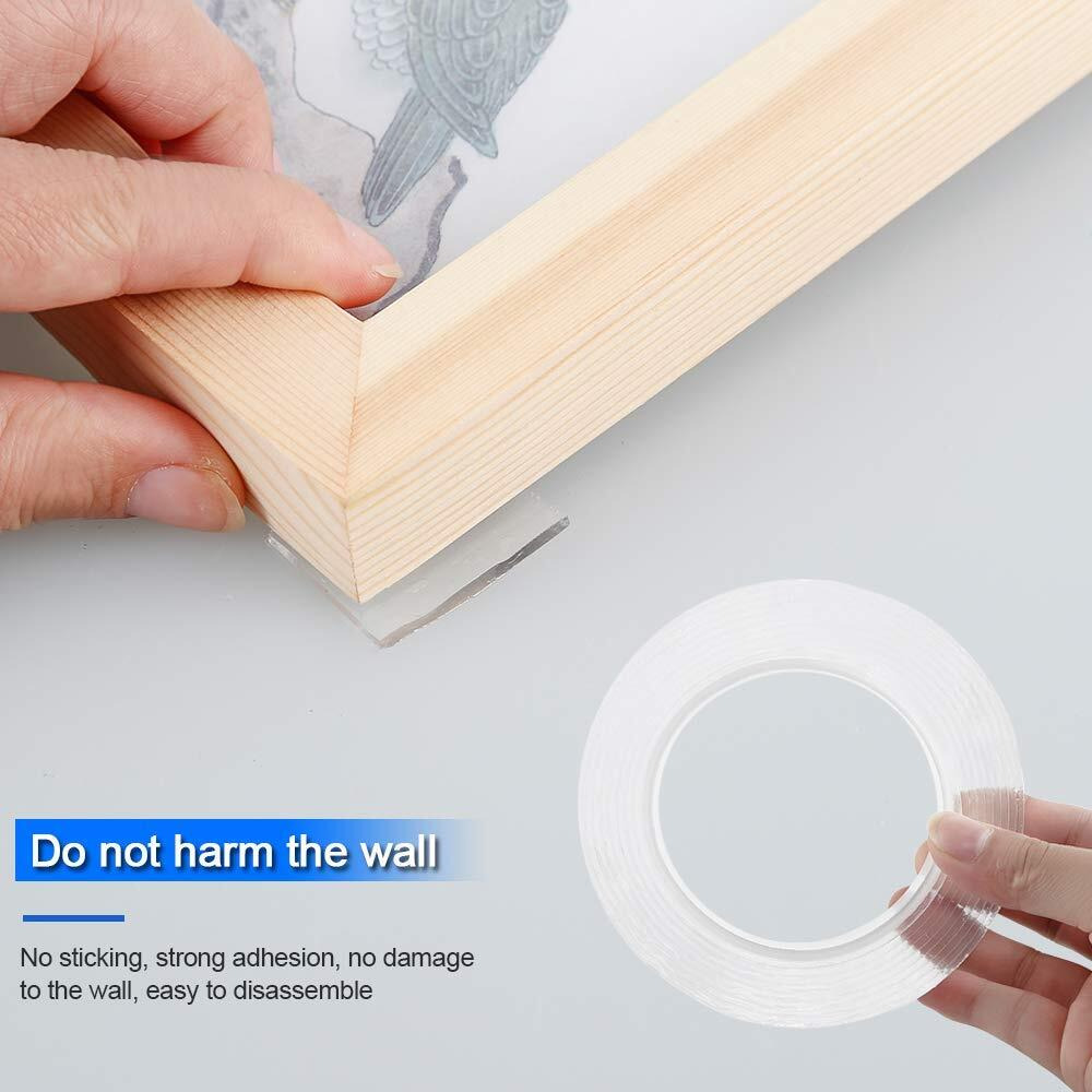 Bletilla Double Sided Tape Heavy Duty - Multipurpose Removable Traceless Mounting Adhesive Tape For Walls | Washable, Reusable, Strong Sticky Strips, Grip Tape (Transparent, 2Mm)