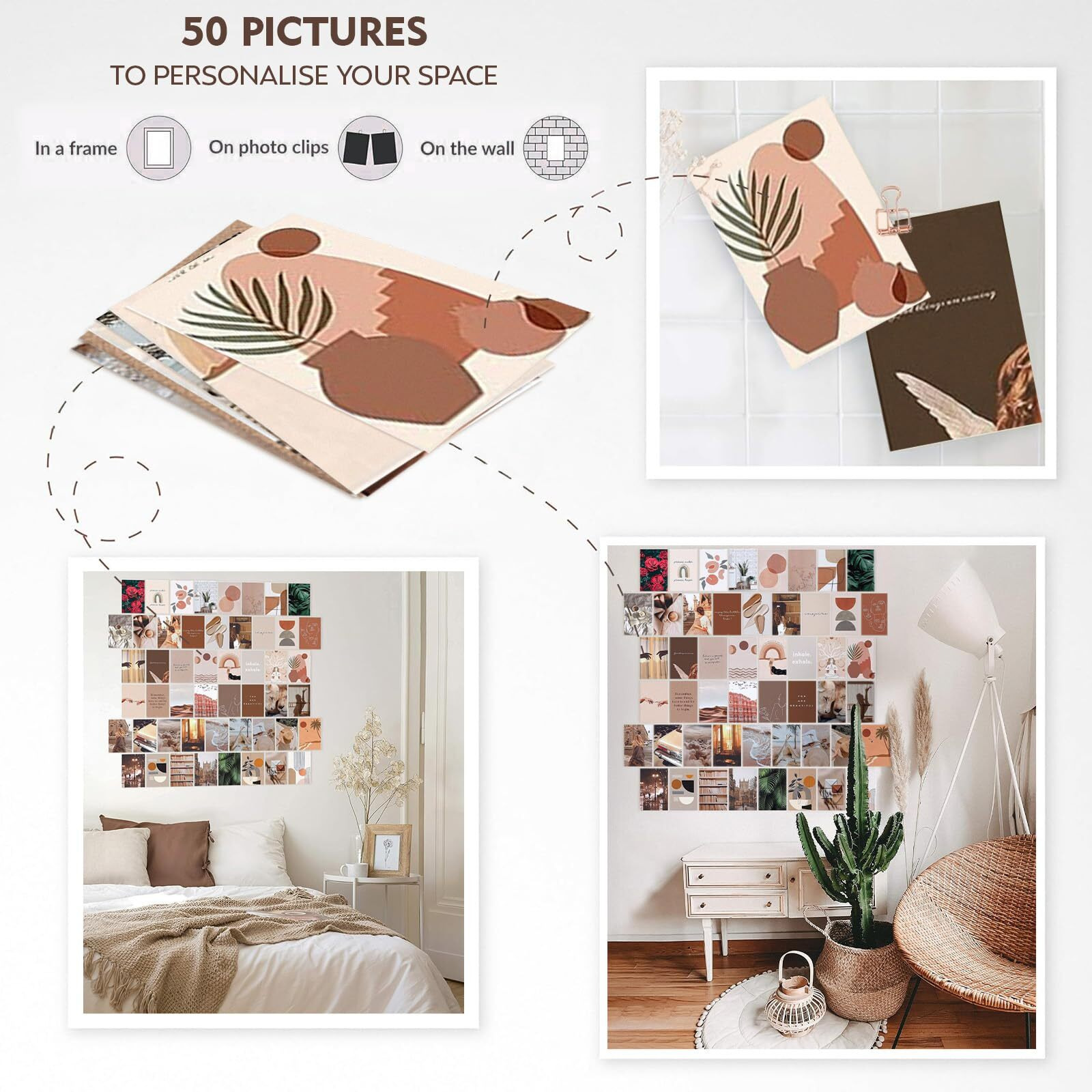 Decology 50 Pieces Wall Art Peel-N-Stick-Wall Collage Kit| Aesthetic Room Decor Items | Wall Decoration Posters Aesthetic Wall Decor | Self Adhesive Wall Posters (4 X 6'')
