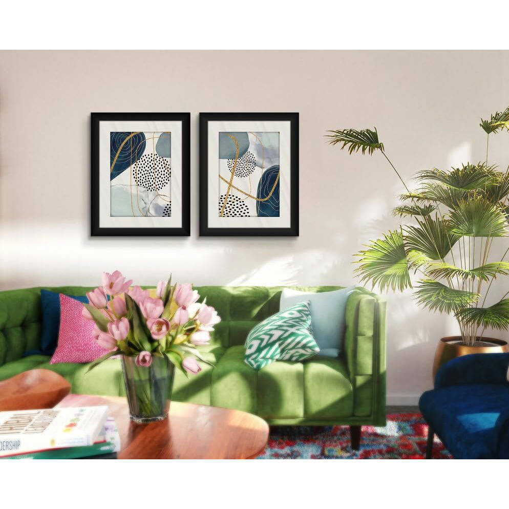 Decor & More Wall Painting 11X14 Inch Set Of 2, Frame For Wall Mount, Painting For Wall Decoration - Wall Painting With Frame, Wall Painting For Living Room,Home, Office And Gallery (Abstract)