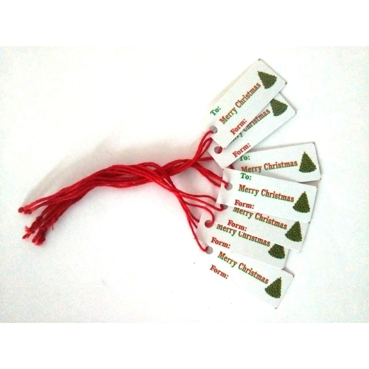 Atmiyamart Merry Christmas Gift Tags With String Decorative Kraft Paper, White Paper Christmas Tag 100Pcs