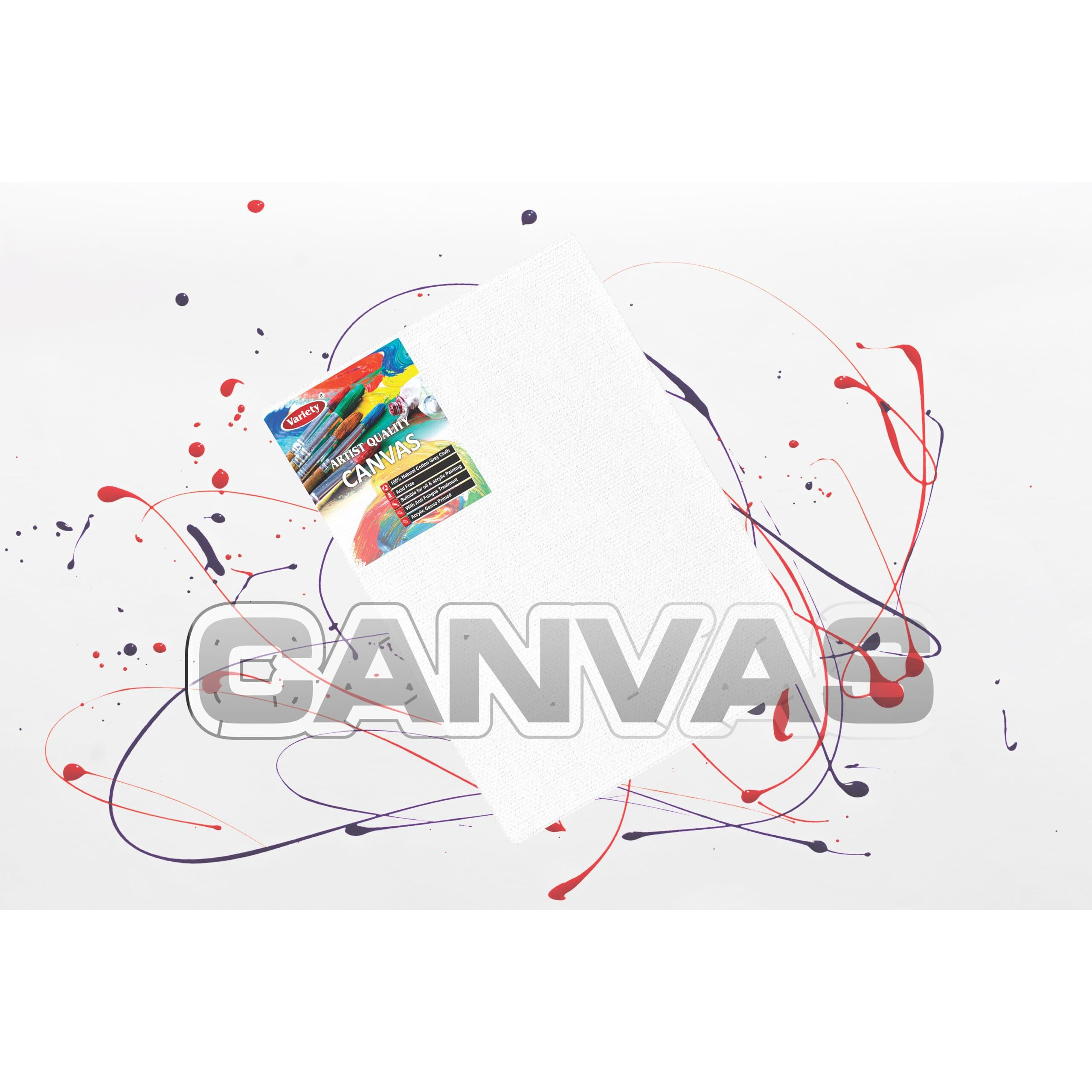 Variety Canvas Cotton Canvas Board Multi Pack, Professional Primed White Blank- Artist Canvas Boards For Painting, Acrylic Paint, Oil Paint Dry & Wet Art Media