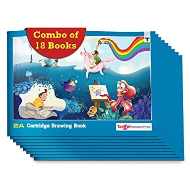 Target Drawing Book For Kids | 2A Size | 34 White Plain Pages | 24.13 X 17.15 Cm | Drawing Sheets For Colouring, Painting | Art Sketchbook | Pack Of 18
