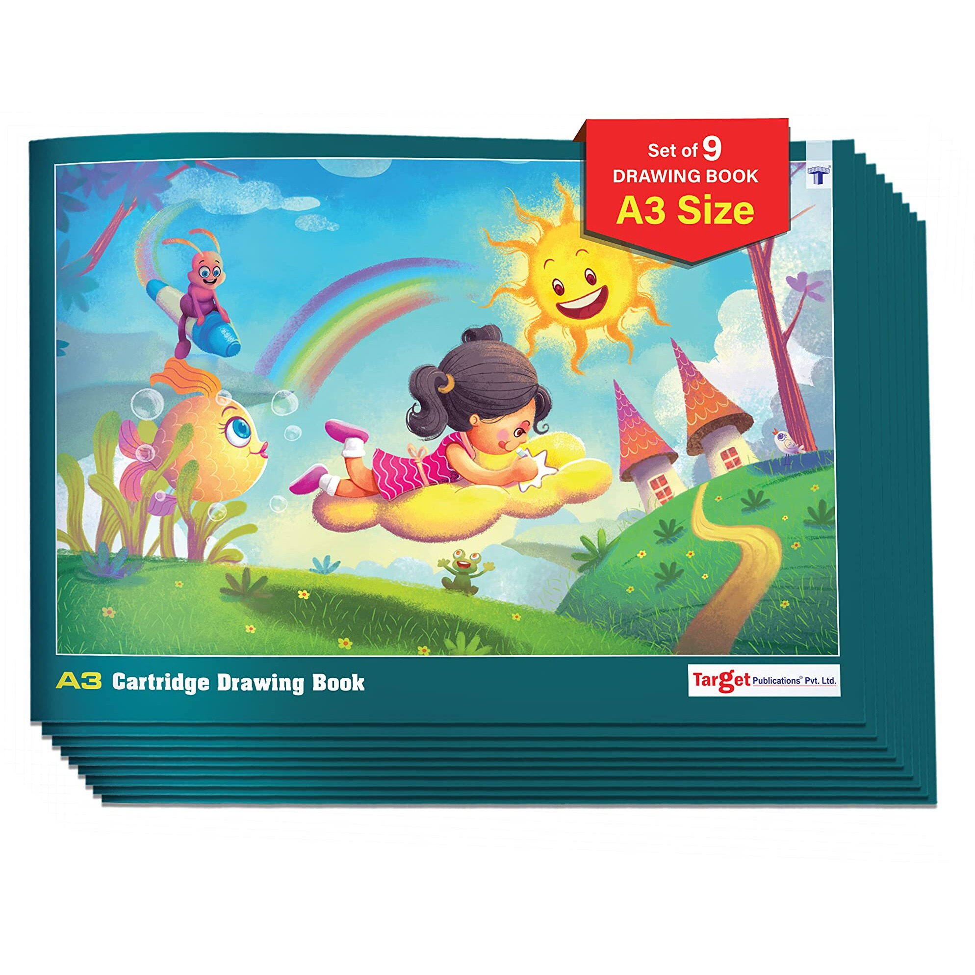 A3 Drawing Book For Artists, Kids | A3 Sketch Book| 34 White Blank Plain Pages | Soft Bound | 42 X 29.7 Cm| Sketching, Colouring, Painting | Pack Of 9