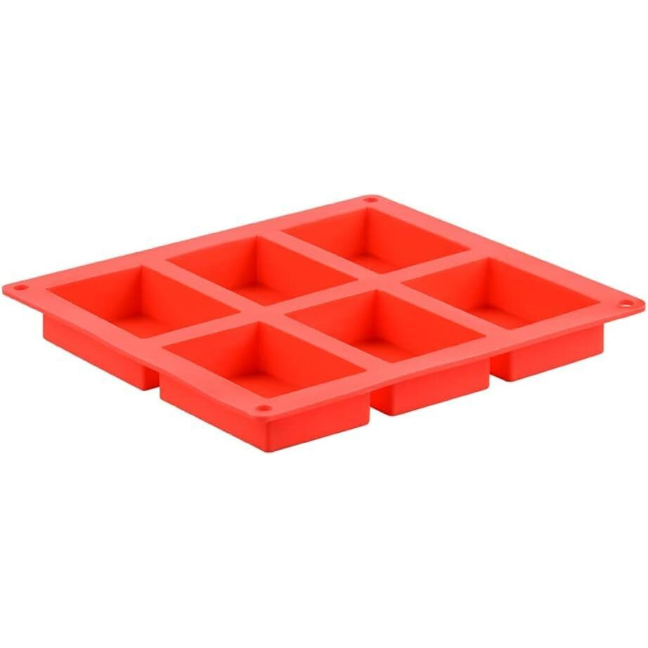 Ality Silicone Soap Molds, 6 Cavities Rectangle Silicone Soap Molds, Great For Homemade Craft Soap Mold, Chocolate Mold, Cake Mold  Ice Cube Tray (Red)