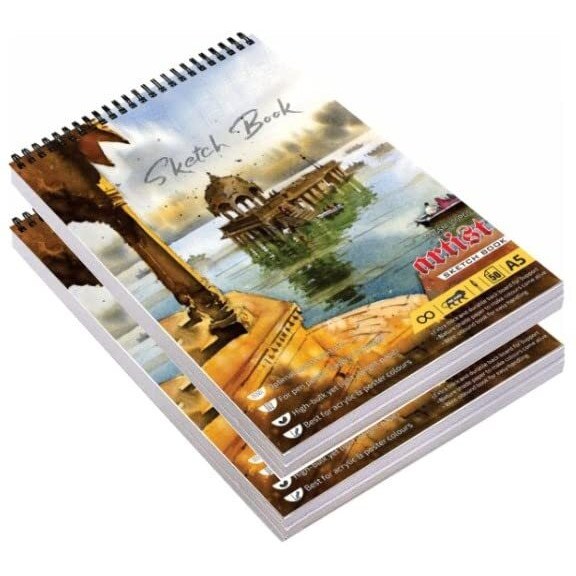 Variety Canvas 2 Pieces 50 Sheet A5 Sketchbook Set | Top Spiral-Bound Sketchpad For Artists | Sketching And Drawing Acid Free Paper, For Doodling | Artist Oxfort Sketch Book (Mix)