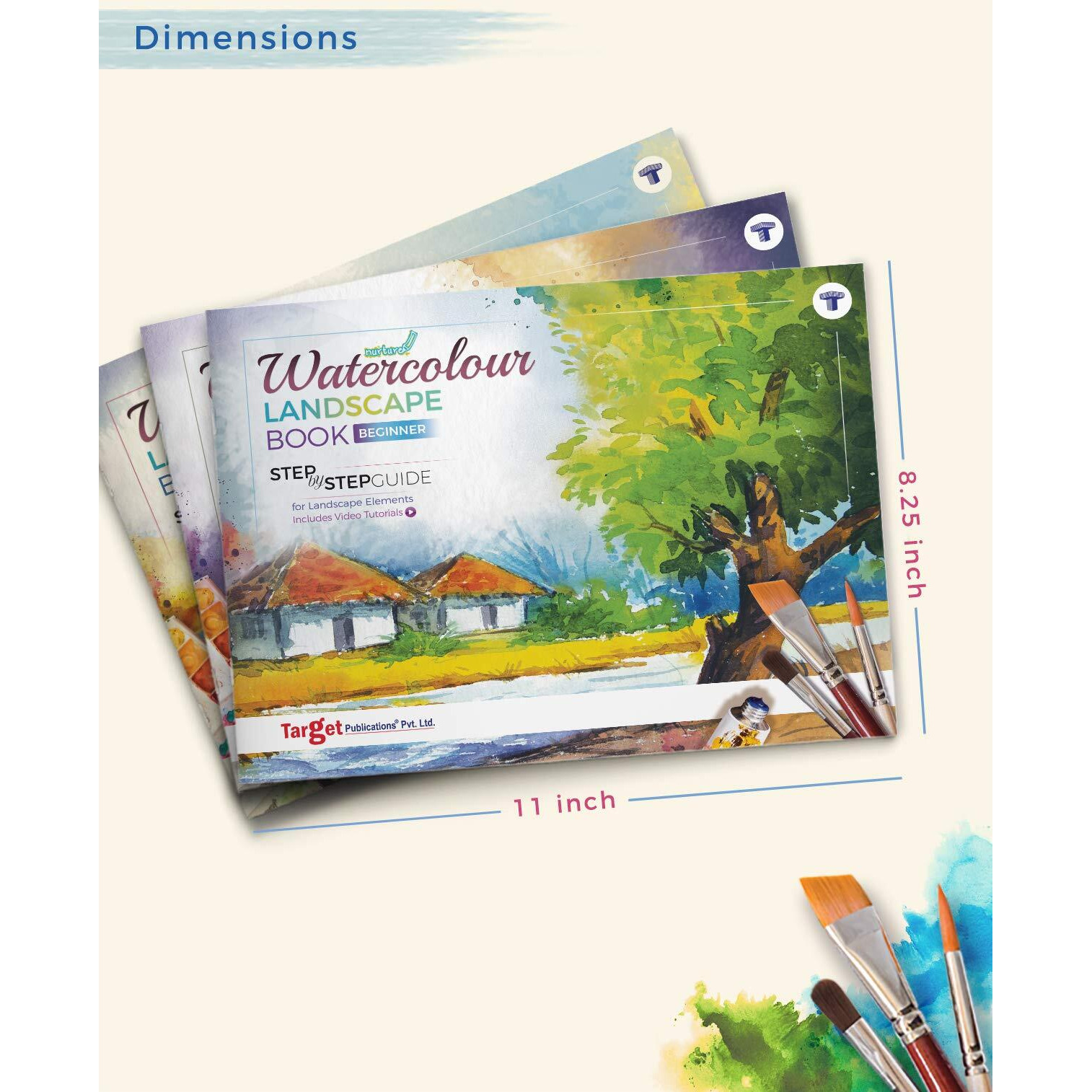Watercolour Landscape Painting Book For Artists | Quality Watercolor Paper | Step By Step Guide | Set Of 3 Landscape Drawing And Colouring Book