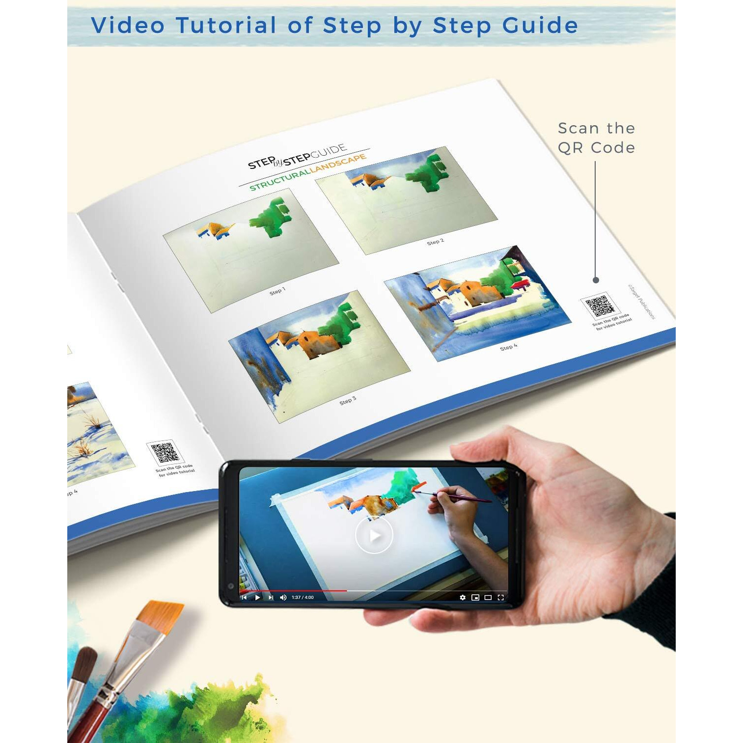 Watercolour Landscape Painting Book For Artists | Quality Watercolor Paper | Step By Step Guide | Set Of 3 Landscape Drawing And Colouring Book