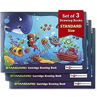 Drawing Book Standard Size | Plain Sketch Pad For Kids, Students And Artists | 34 White Blank Unruled Sheets | 34.5 X 24 Cm Approx | Soft Cover Drawing Copy | Sketching, Colouring, Painting | Set Of 3