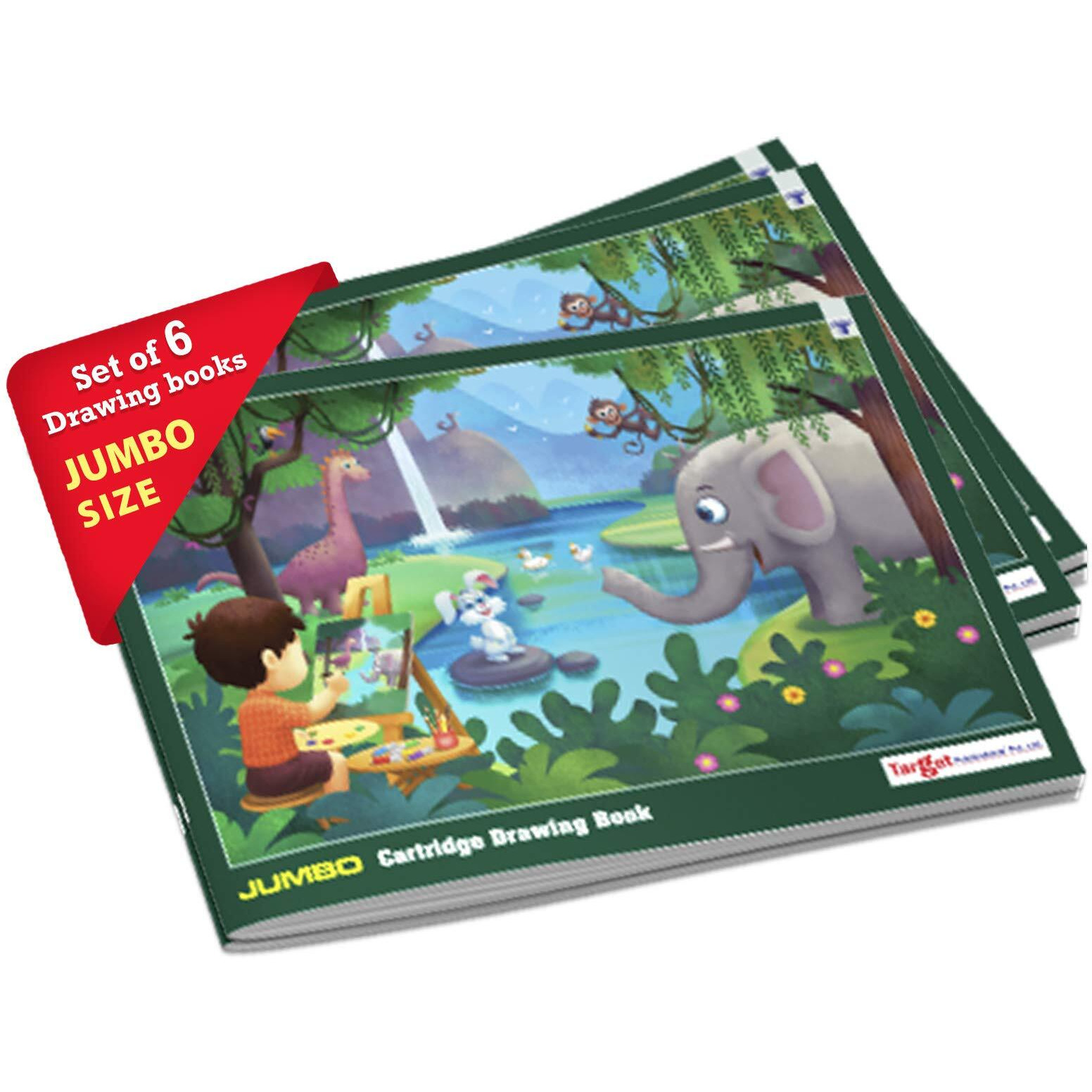 Drawing Book Jumbo Size | Sketch Pad For Kids, Students & Artists | 34 White Blank Pages | 37 X 27 Cm Approx | Soft Cover | Best Premium Experience For Drawing, Colouring & Painting | Pack Of 6