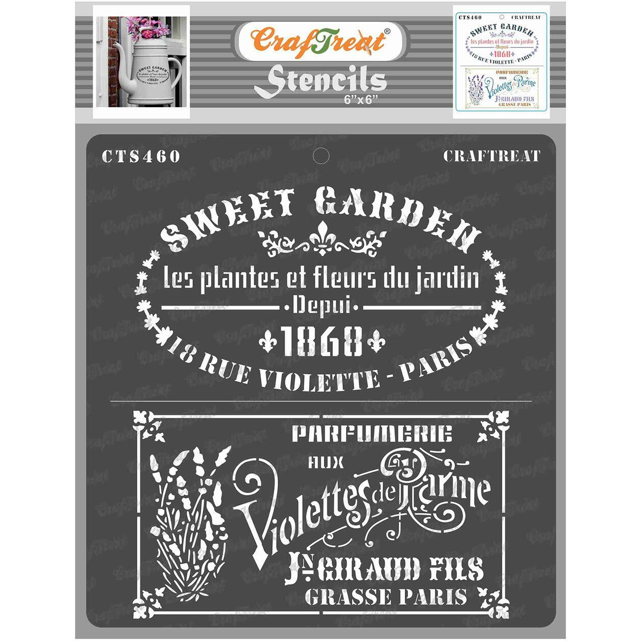Craftreat French Stencils For Furniture Painting - French Labels - Size 6X6 Inches - Word Stencils For Craft And Art - Words Stencils For Craft - Stencil For Wordings