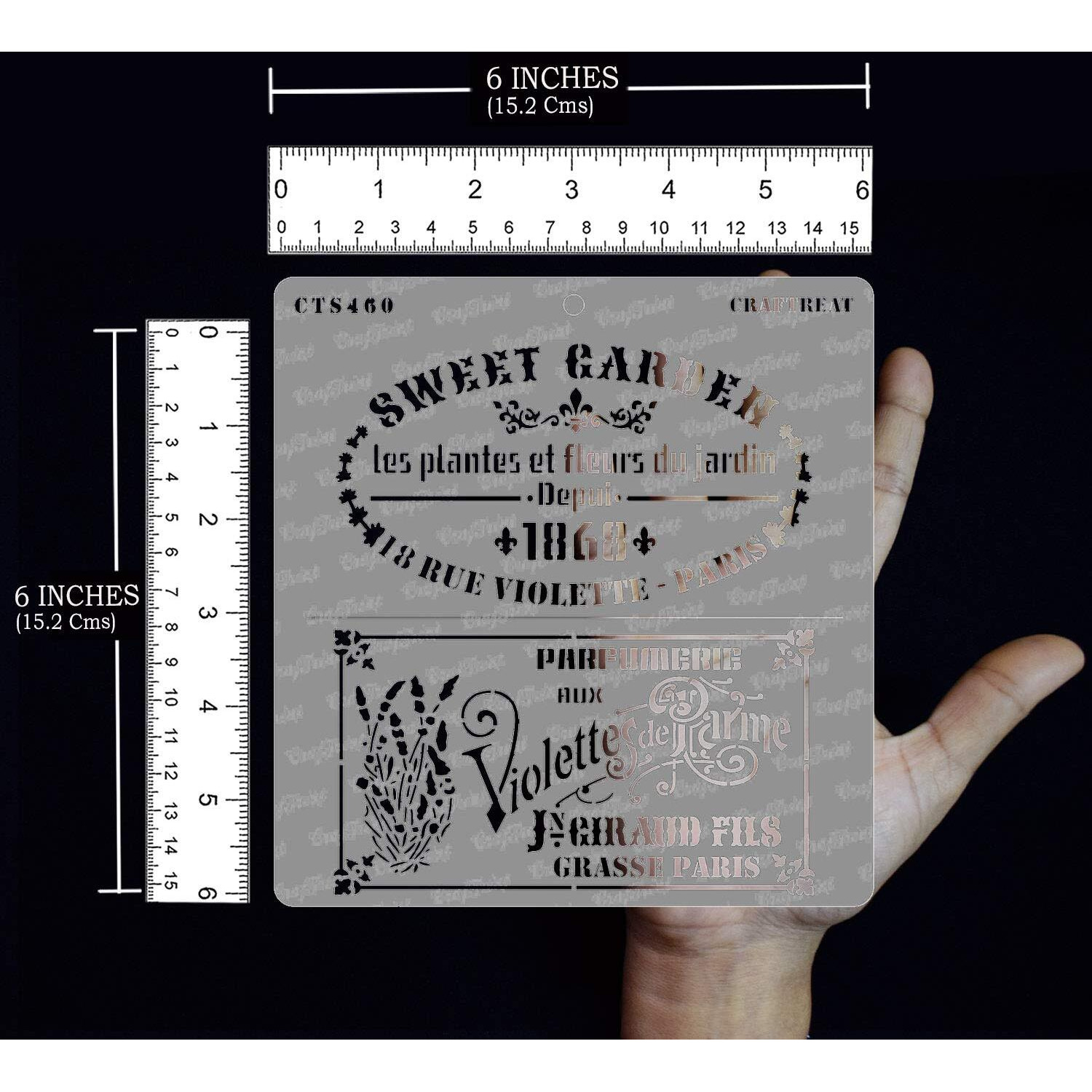 Craftreat French Stencils For Furniture Painting - French Labels - Size 6X6 Inches - Word Stencils For Craft And Art - Words Stencils For Craft - Stencil For Wordings