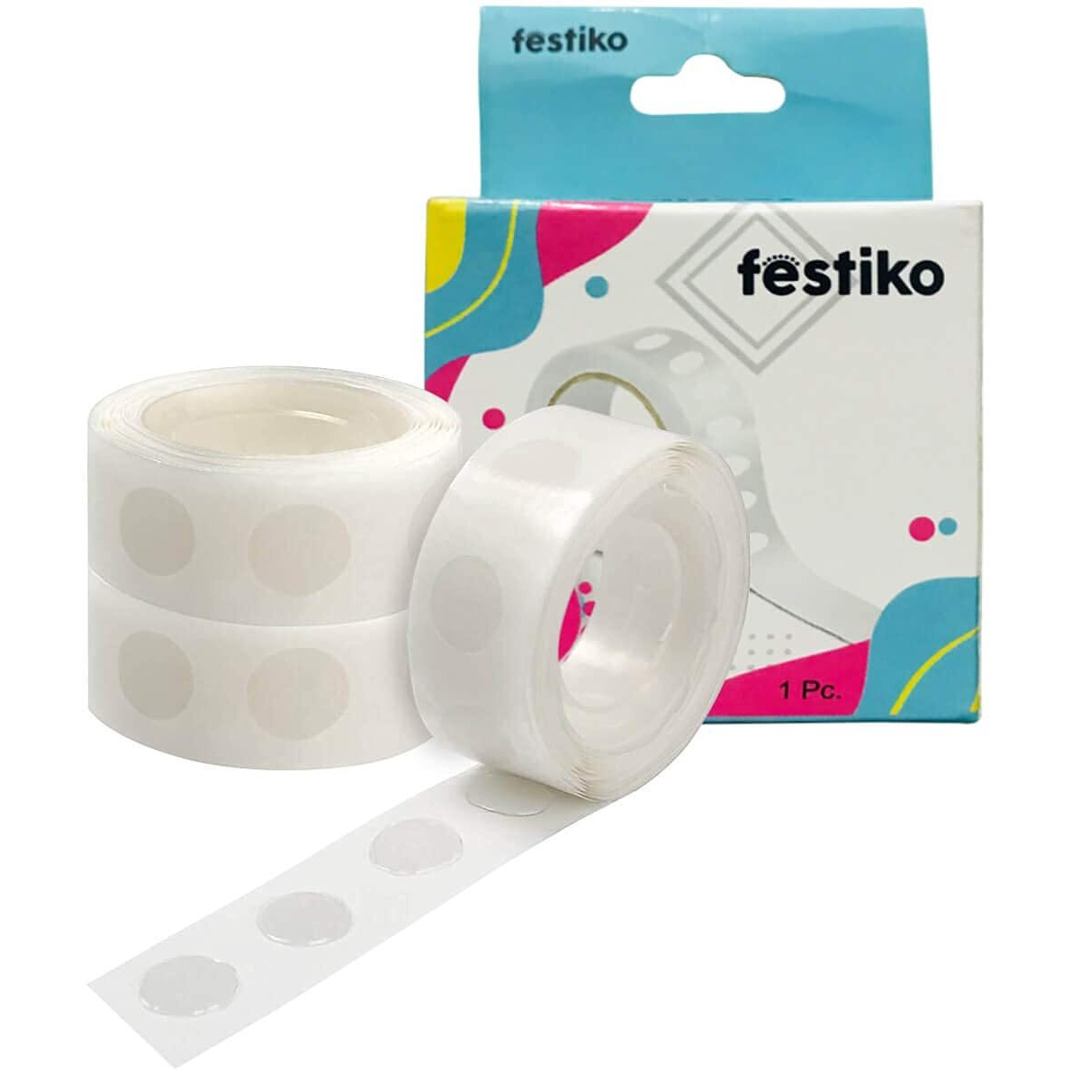 Festiko 200Pcs Balloon Glue Dot Point Dots Removable, 2Rolls (100 Pieces Each Rolls)|Glue Dot Tape For Balloons | Glue Dot For Balloons Decoration | Ceiling Balloons Tape