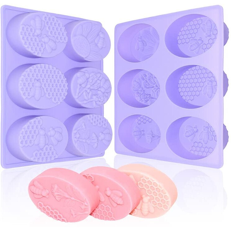 Kunya Honeybee Silicone Mold Making Soap Mold Chocolate Mold Diy Candles Mold Homemade Craft (6 Cavity Ovel Bee)