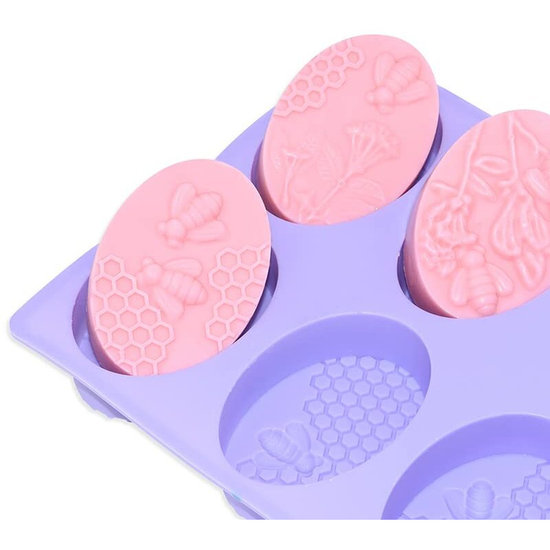 Kunya Honeybee Silicone Mold Making Soap Mold Chocolate Mold Diy Candles Mold Homemade Craft (6 Cavity Ovel Bee)