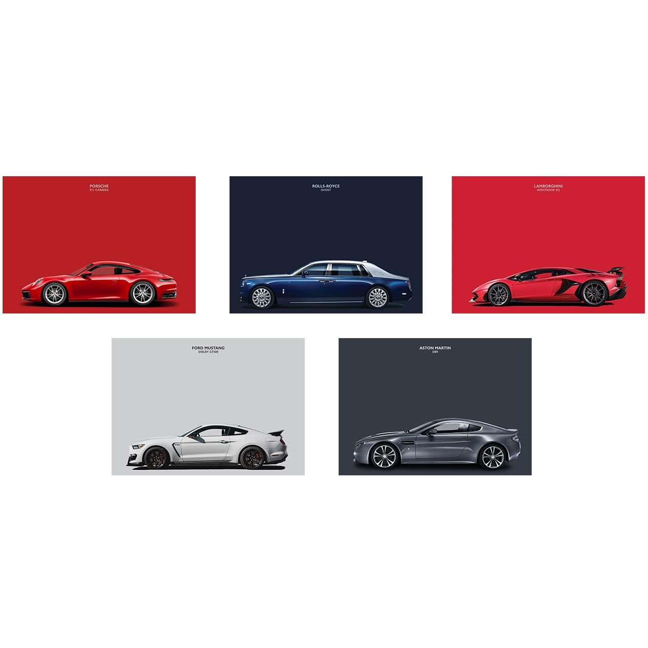 Dynamis Lmlc Super Cars Series Unframed Wall Poster, Size A3 (12 Inch X 18 Inch Size, Set Of 5 Horizontal, Multicolour)