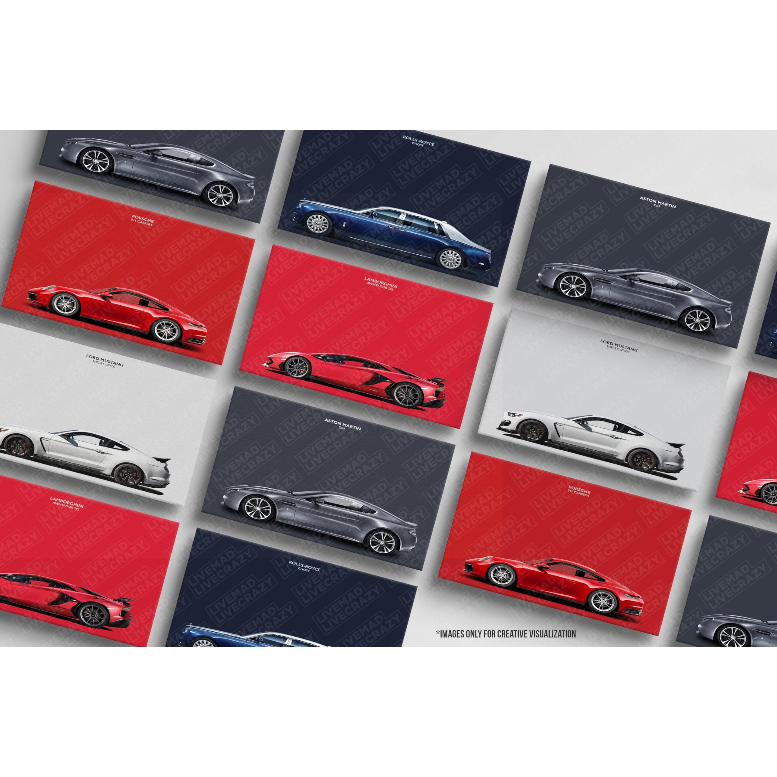 Dynamis Lmlc Super Cars Series Unframed Wall Poster, Size A3 (12 Inch X 18 Inch Size, Set Of 5 Horizontal, Multicolour)