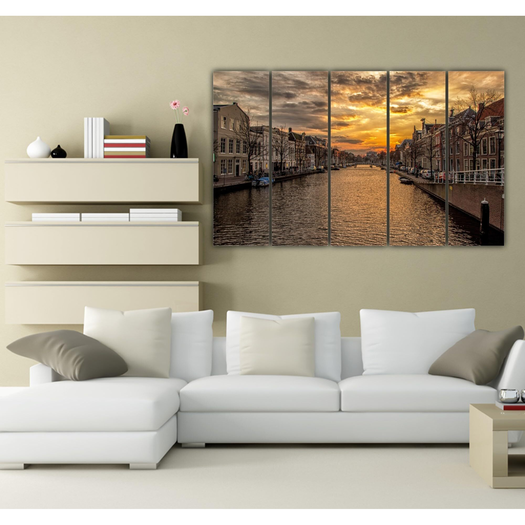 Inephos Vinyl Abstract Painting, Multicolour, Venice, Standard