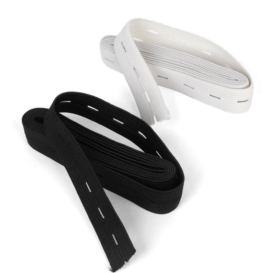 Imported Sewing Button Hole Knit Elastic Band 1.5M 2Cm Pack Of 2 White And Black