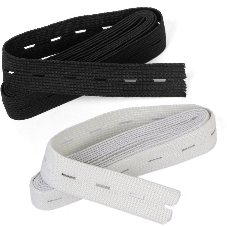 Imported Sewing Button Hole Knit Elastic Band 1.5M 2Cm Pack Of 2 White And Black
