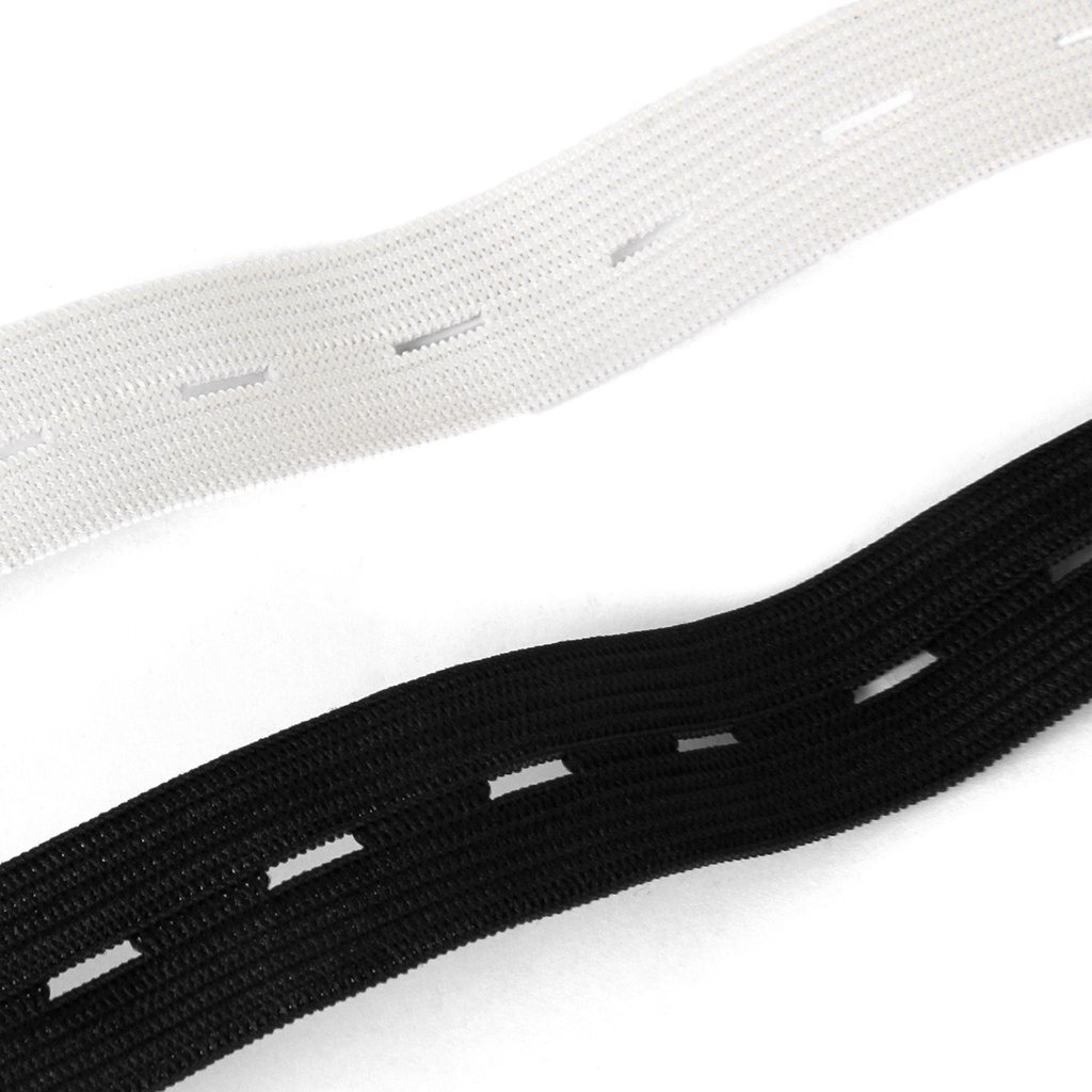 Imported Sewing Button Hole Knit Elastic Band 1.5M 2Cm Pack Of 2 White And Black